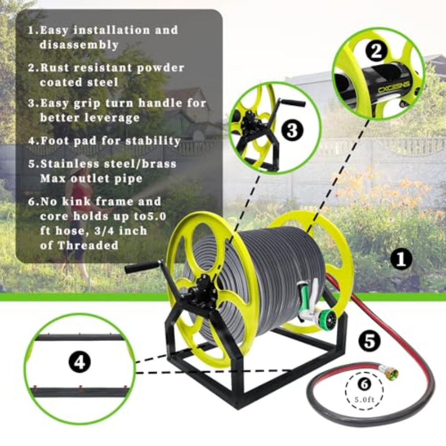 Heavy Duty Garden Hose Reel wi - Reel Handle reseña y precio