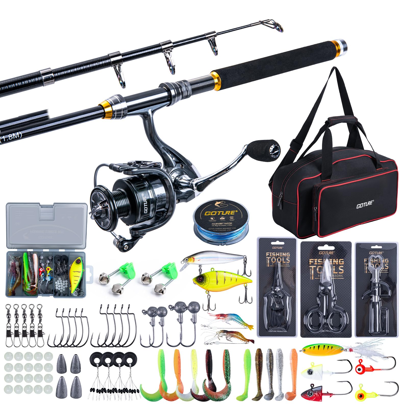 Goture Fishing Telescopic Rod  - Reel Bag reseña y precio
